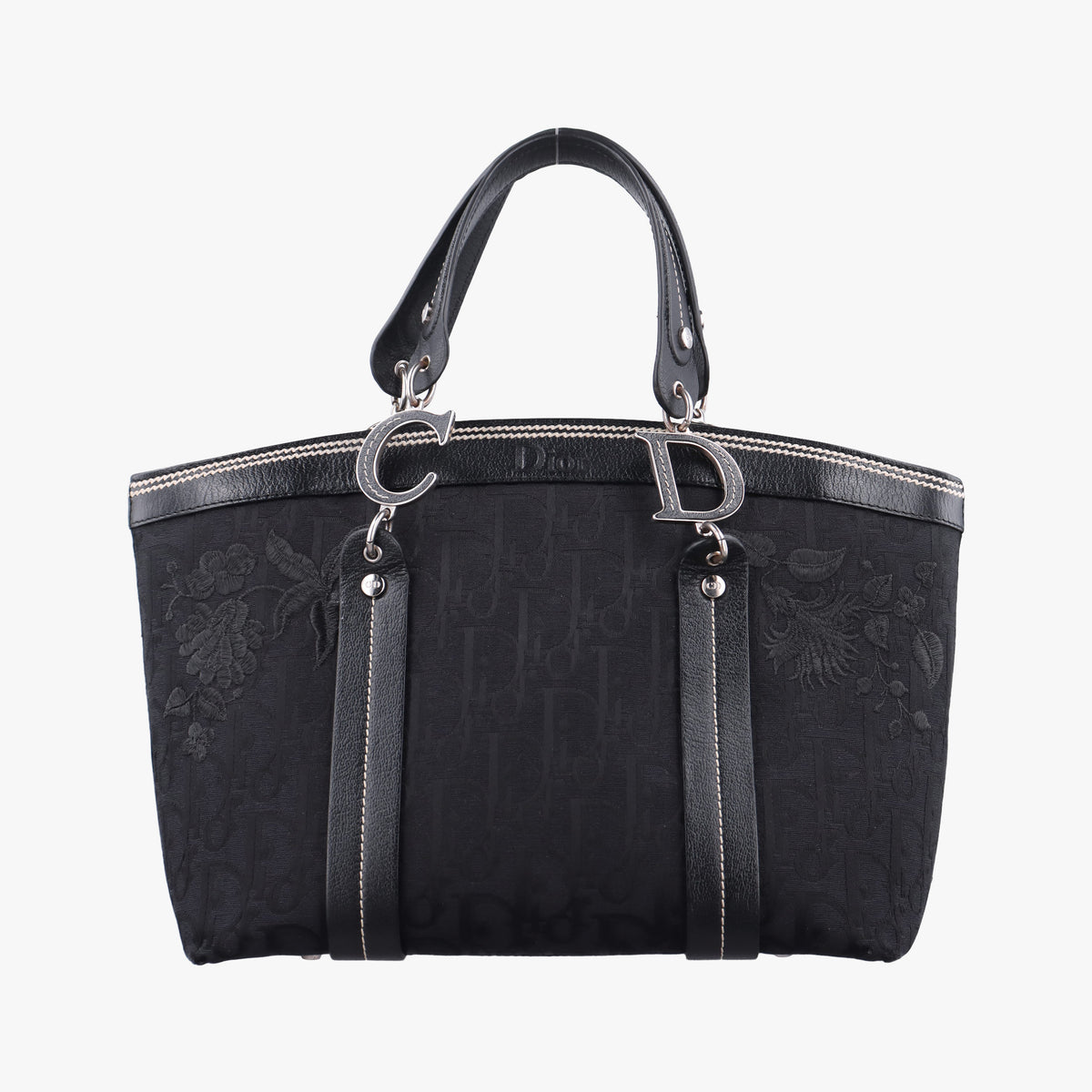 Trotter Flower Tote Black canvas×Leather 07-BO-1015トロッター フラワー トート ブラック キャンバス×レザー 07-BO-1015