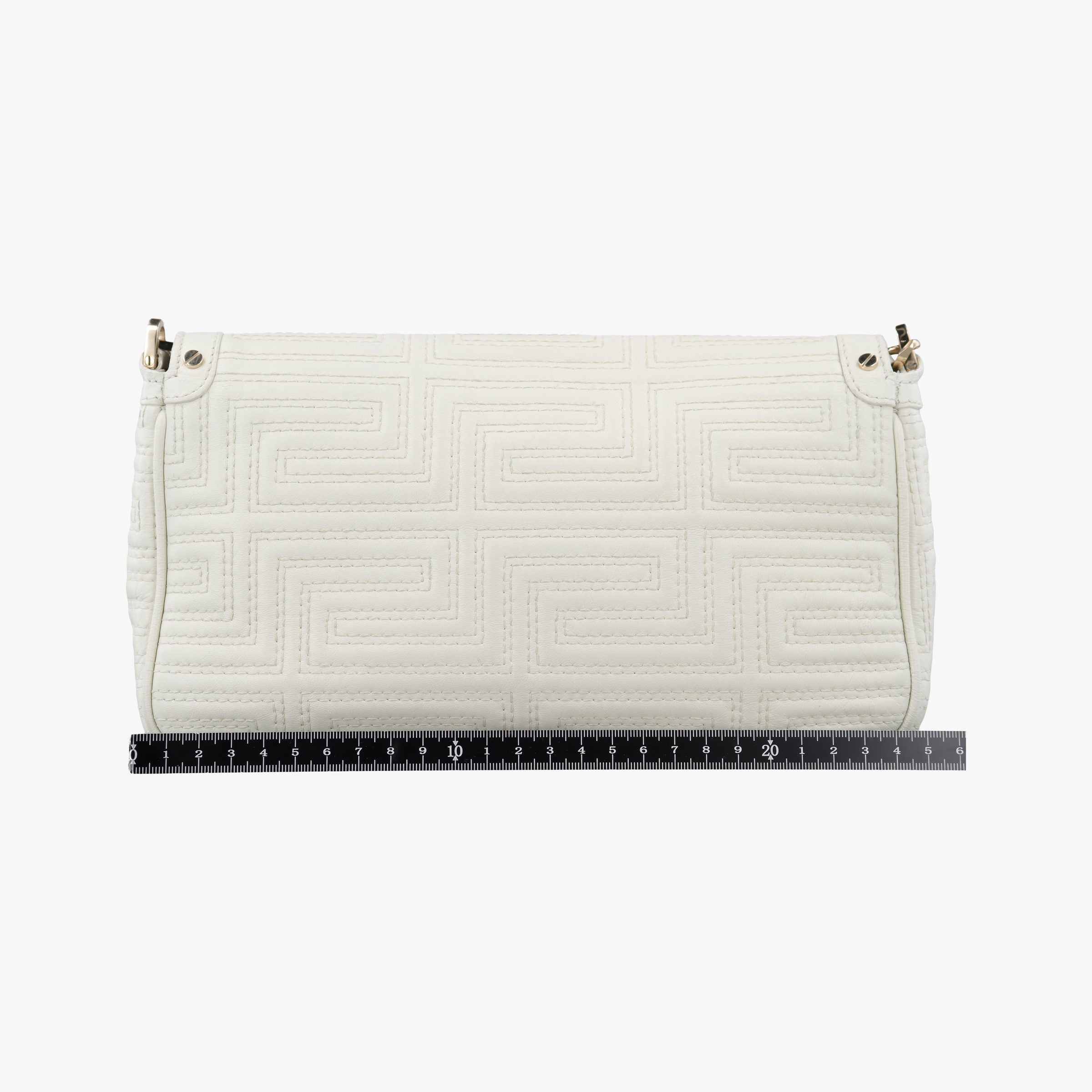 Pre-owned VERSACE Couture Greca pattern flap White Leather shoulderbag | stylenewstar