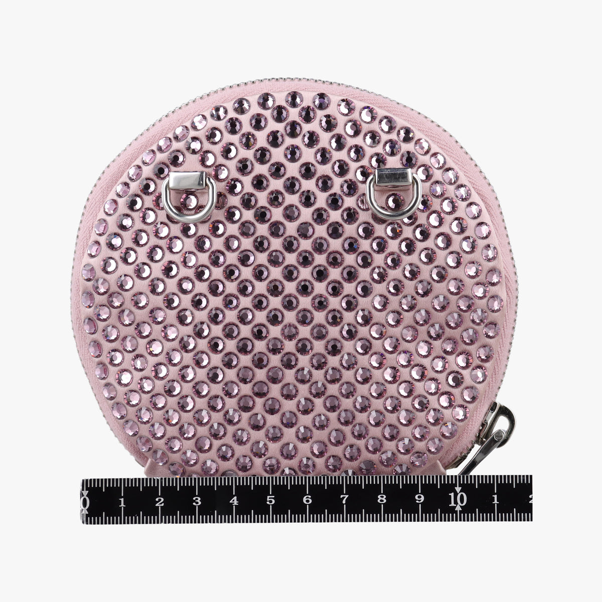 crystal-embellished round Pink silk x Rhinestone 1NR003 42クリスタル ラウンド ピンク シルク x ラインストーン 1NR003 42