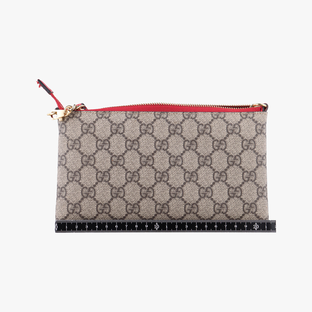 GG Supreme Heart Chain Pochette Beige×red PVC coated canvas 456866 GGスプリーム ハートチェーン ポシェット ベージュ×レッド PVCコーティングキャンバス 456866