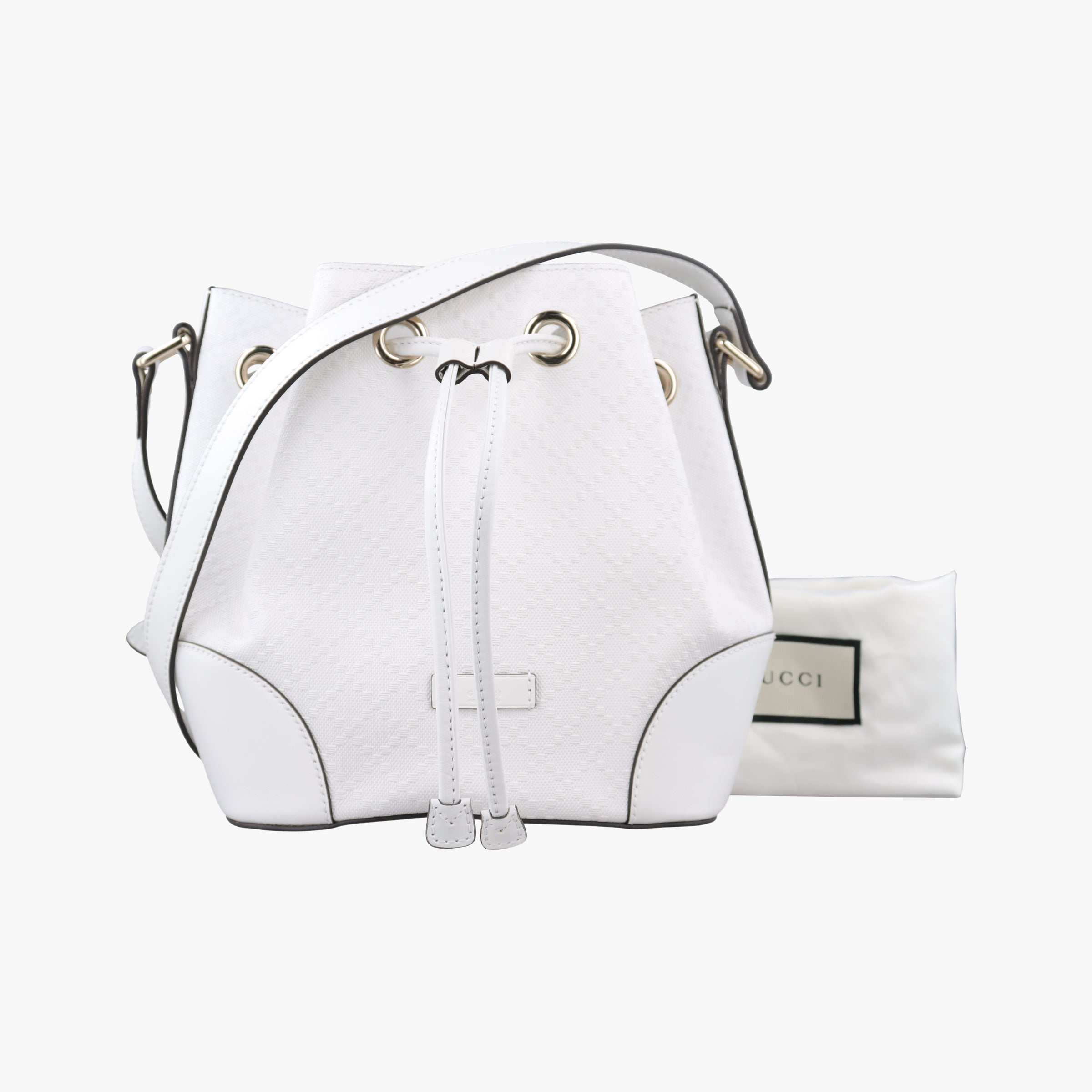 Bright Diamante Bucket White Leather 354229 I016921900ブライトディアマンテ バケット ホワイト レザー 354229 I016921900