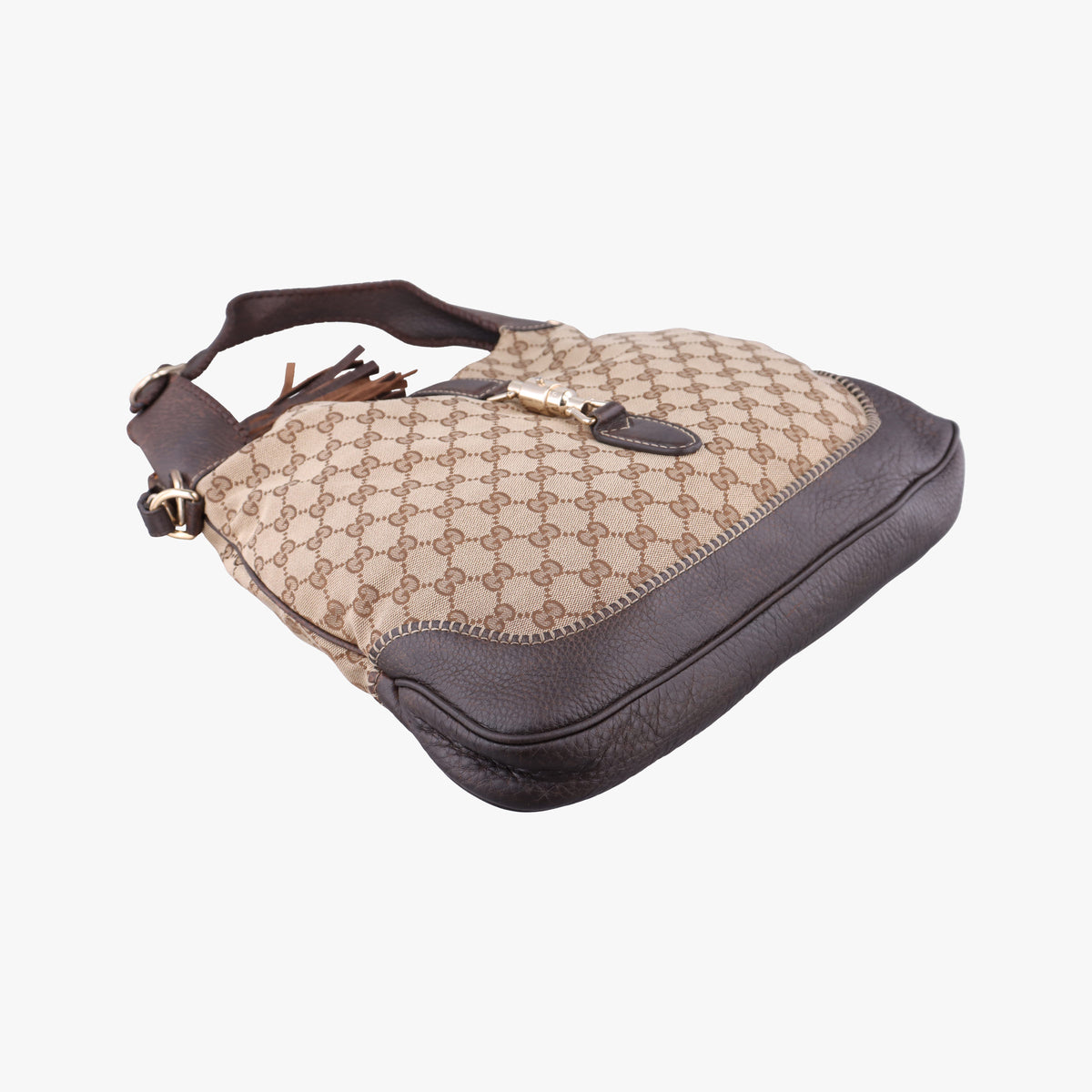 New Jackie Beige×Brown canvas×Leather 246907 F011274255ニュージャッキー ベージュ×ブラウン キャンバス×レザー 246907 F011274255