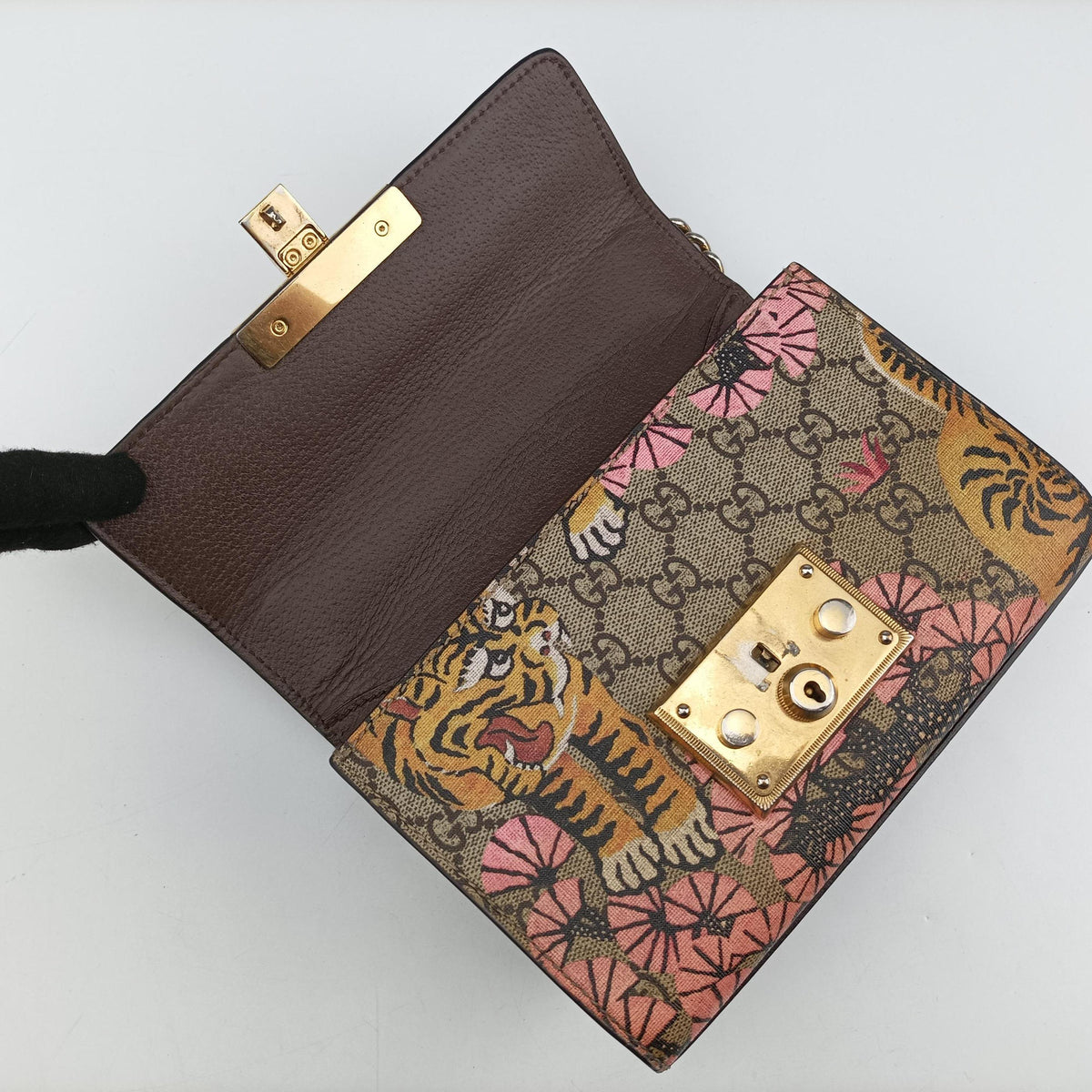 Padlock beige×Multicolour PVC coated canvas×Leather 409487 F021107614パドロック ベージュ×マルチカラー PVCコーティングキャンバス×レザー 409487 F021107614