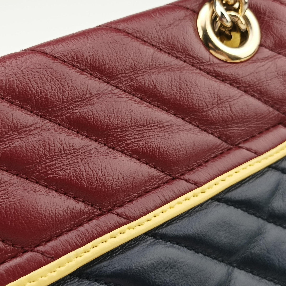 GG Marmont Navy×Red×Yellow Leather 443497 E034999119GGマーモント ネイビー×レッド×イエロー レザー 443497 E034999119