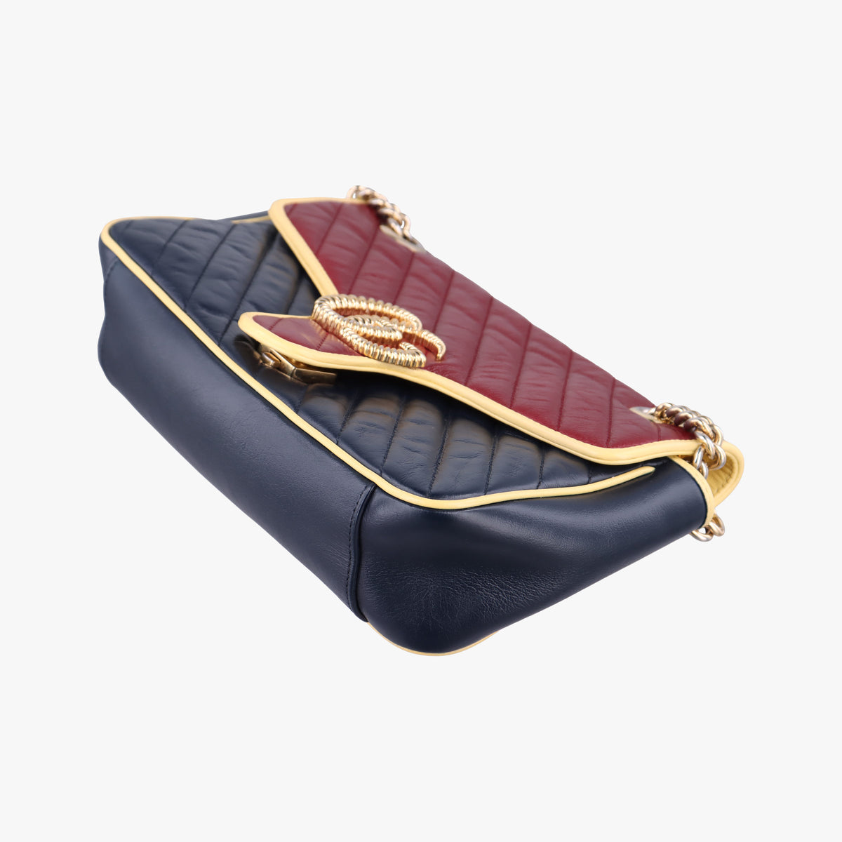 GG Marmont Navy×Red×Yellow Leather 443497 E034999119GGマーモント ネイビー×レッド×イエロー レザー 443497 E034999119