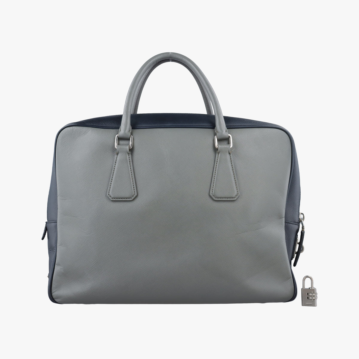 business bag briefcase Grey x Navy SAFFIANO Leather 2VE363 7/A 208ビジネスバッグ ブリーフケース グレー x ネイビー サフィアーノレザー 2VE363 7/A 208
