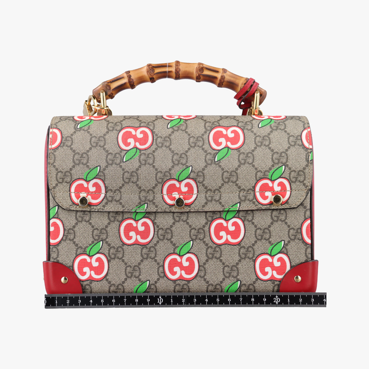 GG Apple Padlock Bamboo beige×red×multi PVC coated canvas×Leather 603221 E033033196GGアップル パドロック バンブー ベージュ×レッド×マルチ PVCコーティングキャンバス×レザー 603221 E033033196