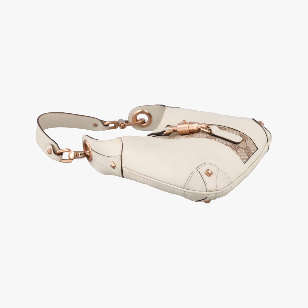 Piston Lock Jackie Hobo White Leather×canvas 120885 ニュージャッキー ホワイト レザー×キャンバス 120885