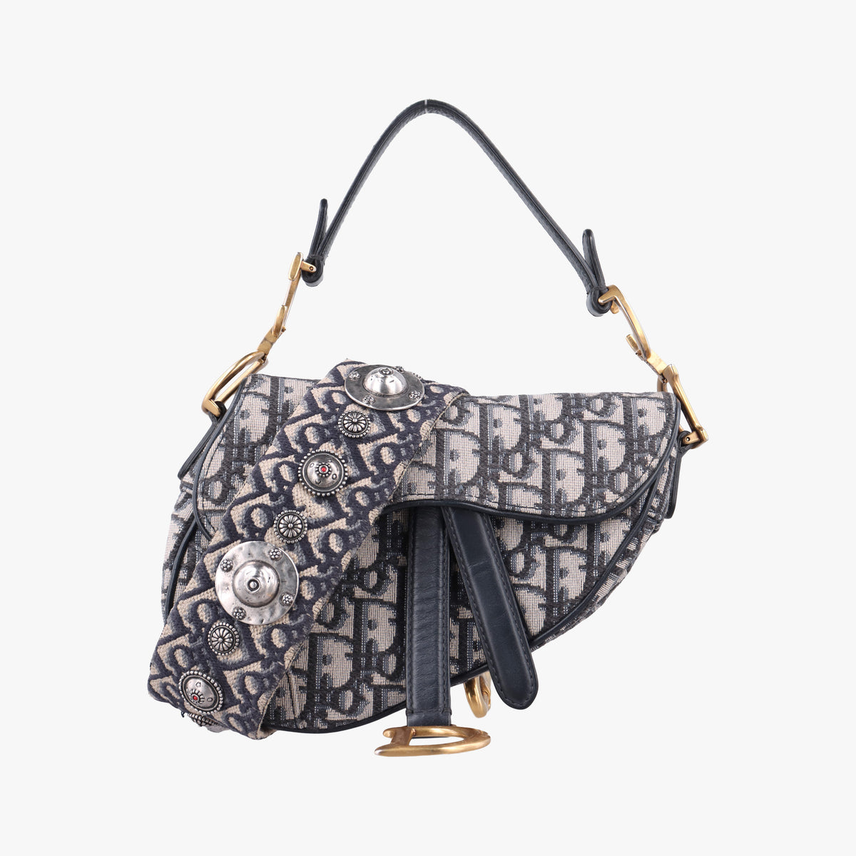 Saddle Navy Jacquard × Leather 28-MA-0210 IC Chipサドル ネイビー ジャガード×レザー 28-MA-0210 ICチップ