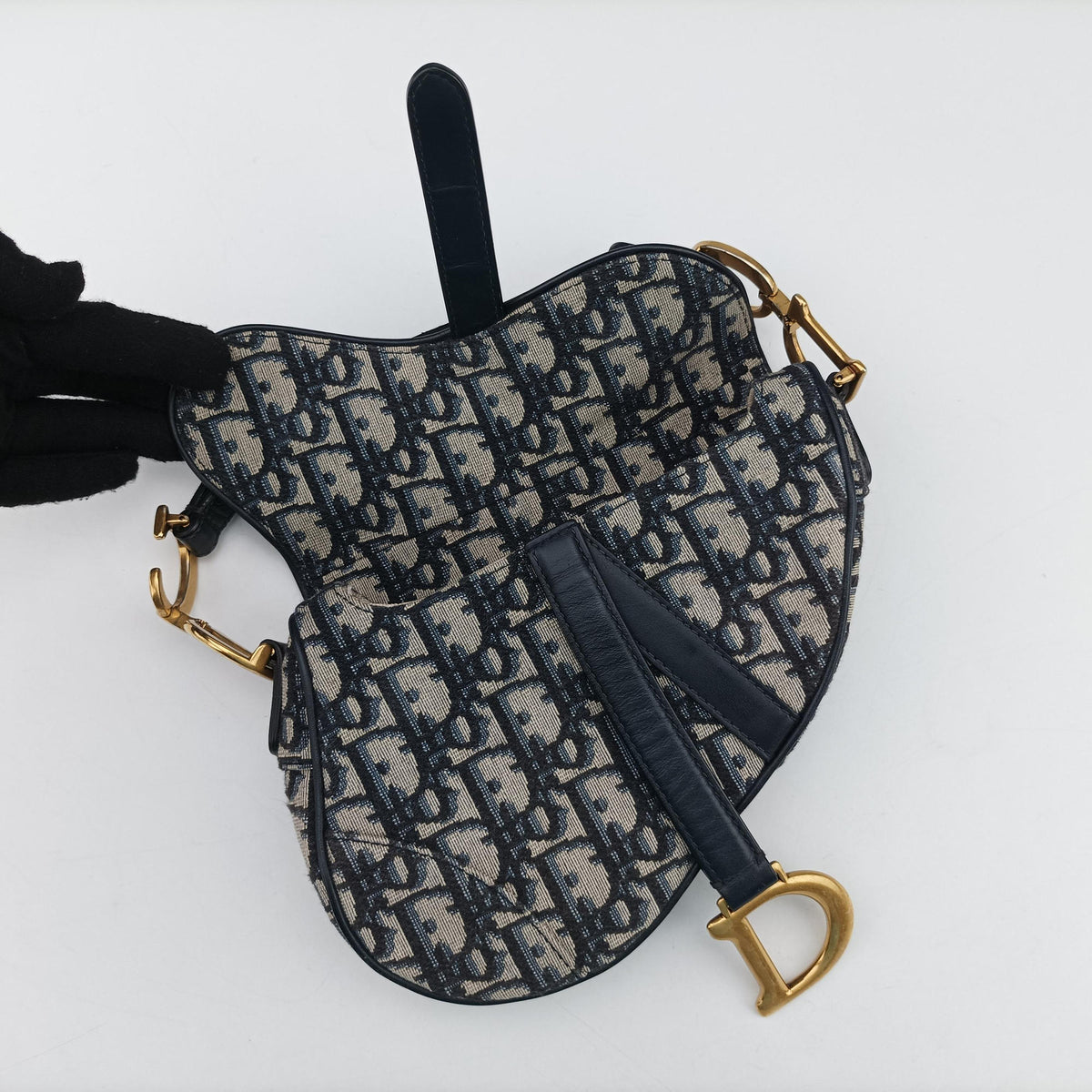 Saddle Navy Jacquard × Leather 28-MA-0210 IC Chipサドル ネイビー ジャガード×レザー 28-MA-0210 ICチップ