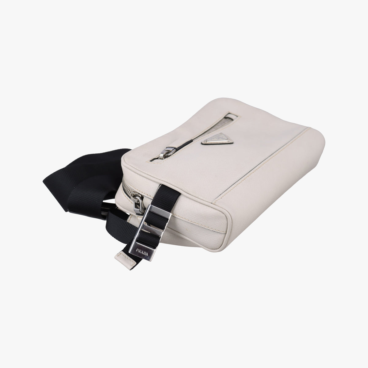 Triangle Logo White Saffiano Leather 2VL012 56 8トライアングル ロゴ ホワイト サフィアーノレザー 2VL012 56 8
