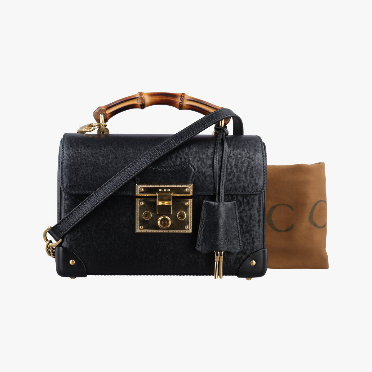 Padlock Bamboo Black Leather 603221 D031909744パドロック バンブー ブラック レザー 603221 D031909744
