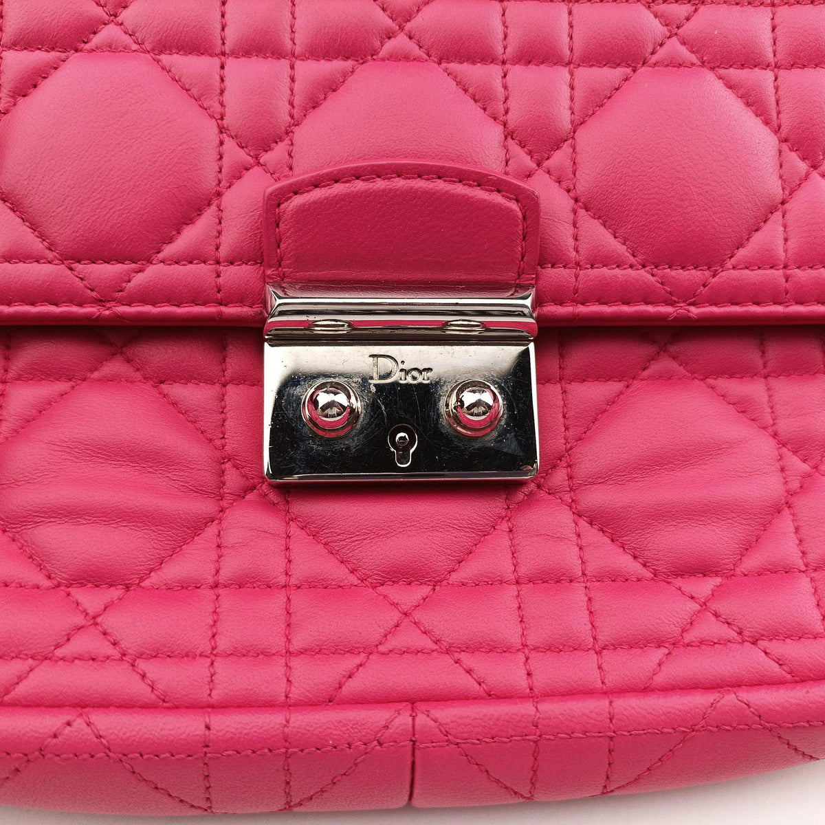 Miss Dior CANNAGE New Lock Rose lambskin 12-MA-1103ミス ディオール カナージュ ニューロック ローズ レッド ラムスキン 12-MA-1103