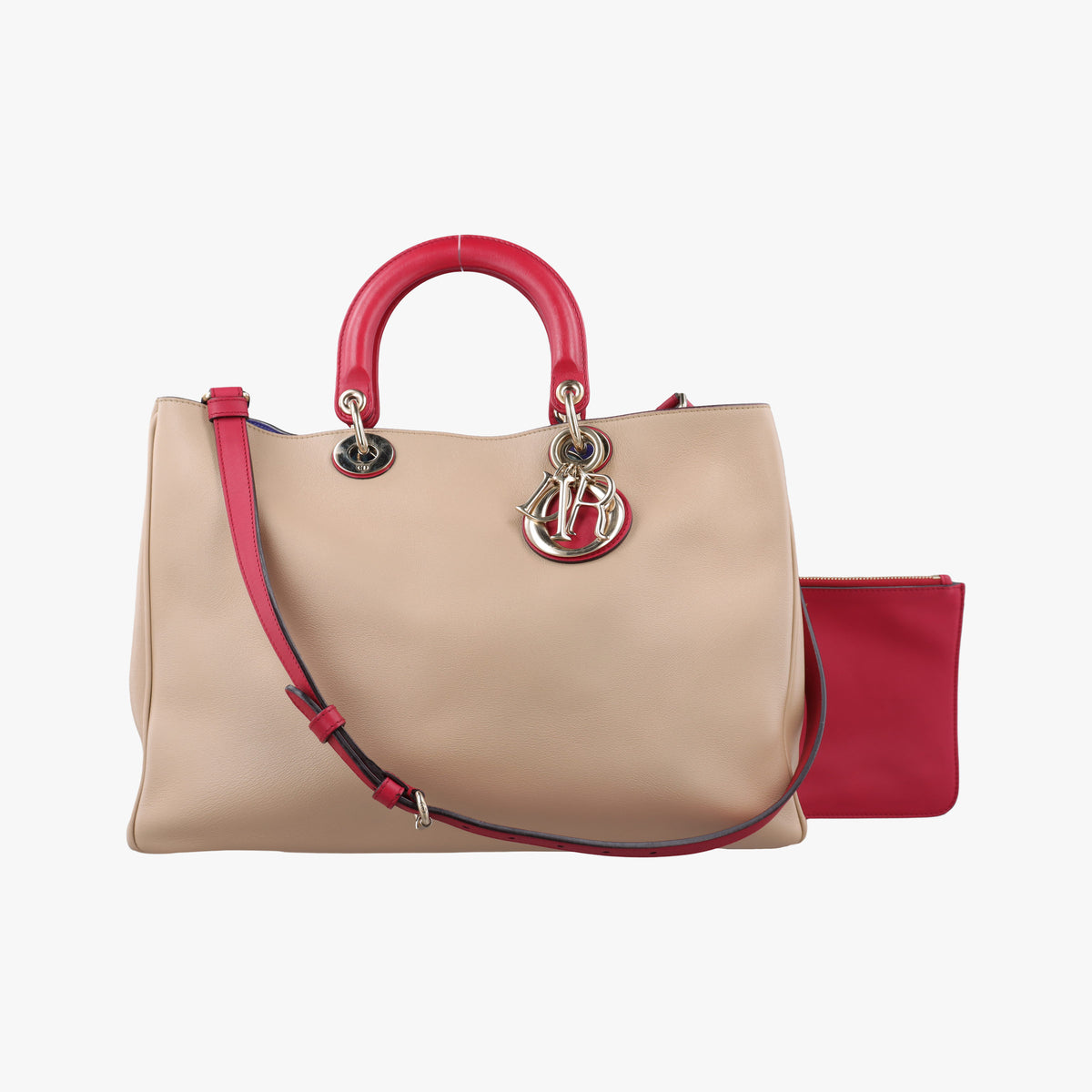 Diorissimo Beige×Red Leather 09-MA-0172ディオリッシモ ベージュ×レッド レザー 09-MA-0172