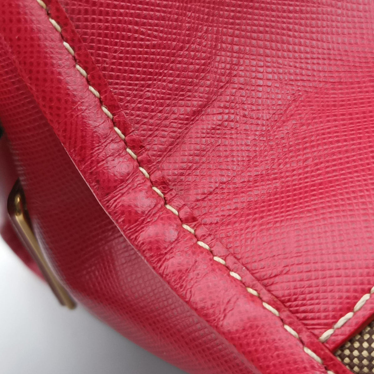 logo jacquard khaki×red Canvas × SAFFIANO Leather 194ロゴジャガード カーキ×レッド キャンバス×サフィアーノレザー 194