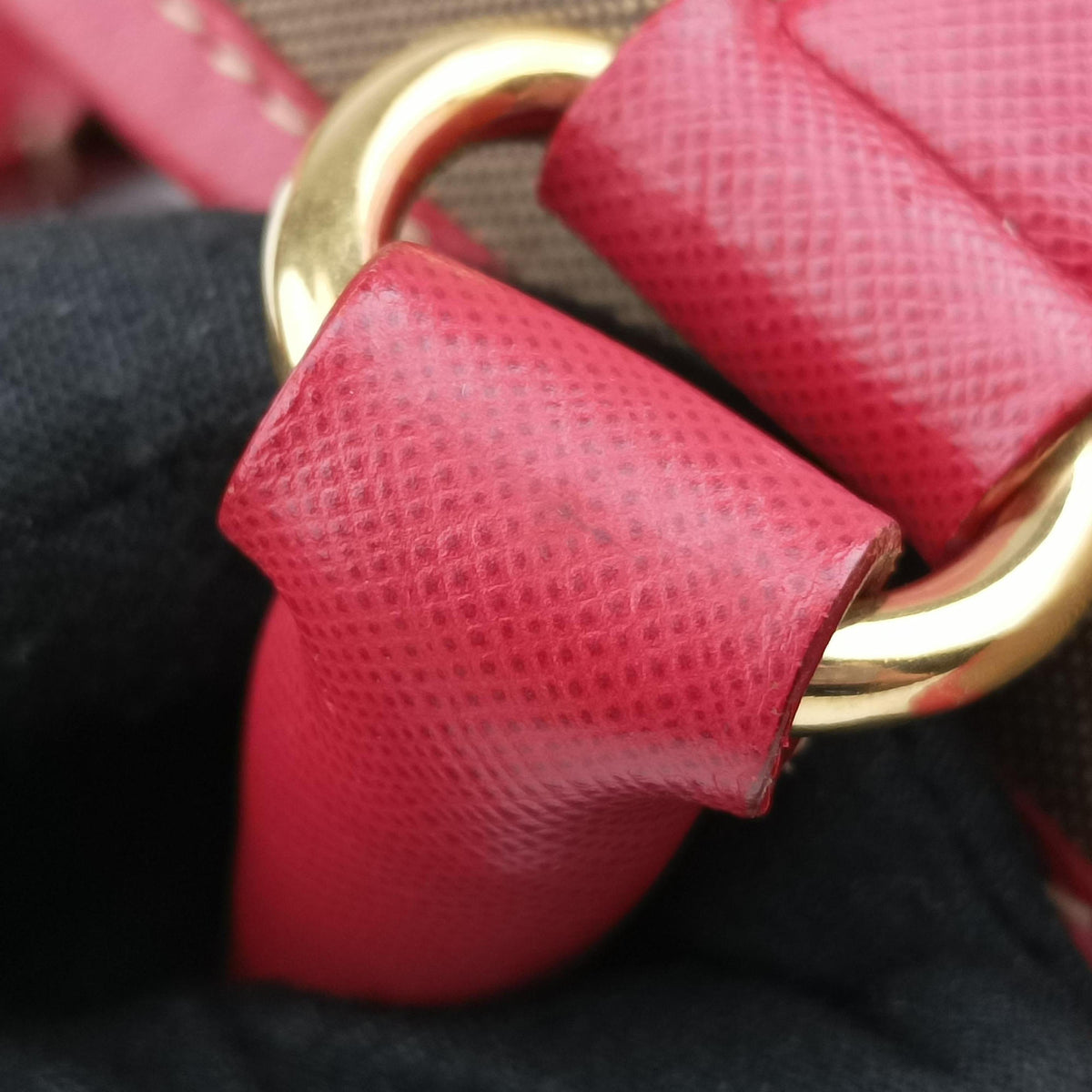 logo jacquard khaki×red Canvas × SAFFIANO Leather 194ロゴジャガード カーキ×レッド キャンバス×サフィアーノレザー 194