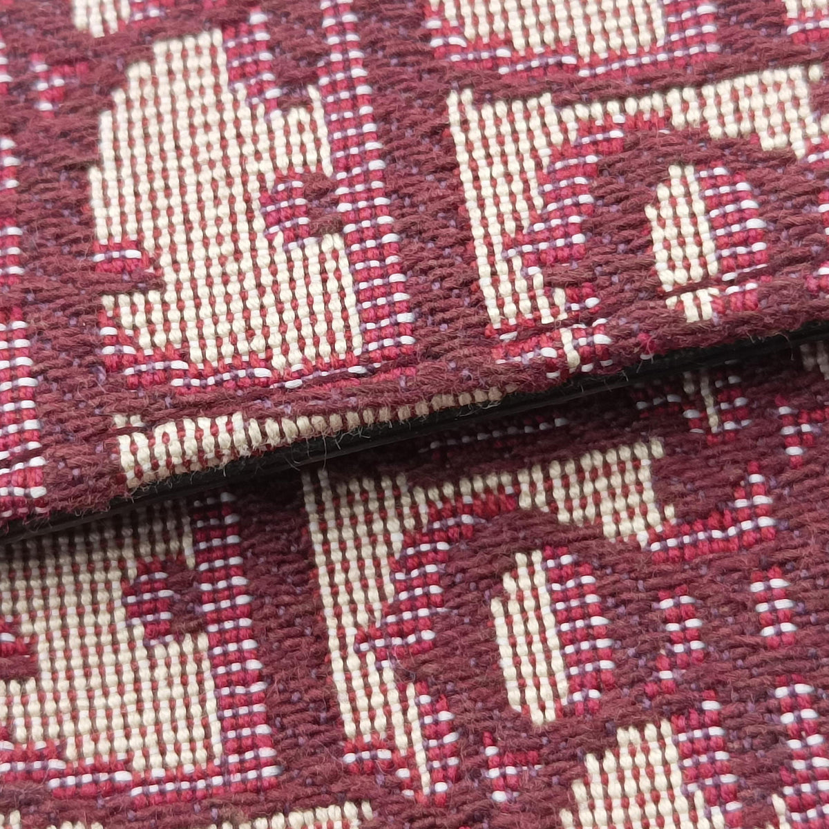 Saddle Burgundy jacquard × leather 05-RU-0119サドル ワインレッド ジャガード×レザー 05-RU-0119