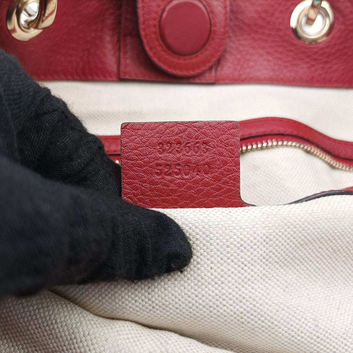 Bamboo Shopper Tote Red Leather 323663 G015221230バンブー ショッパー トート レッド レザー 323663 G015221230