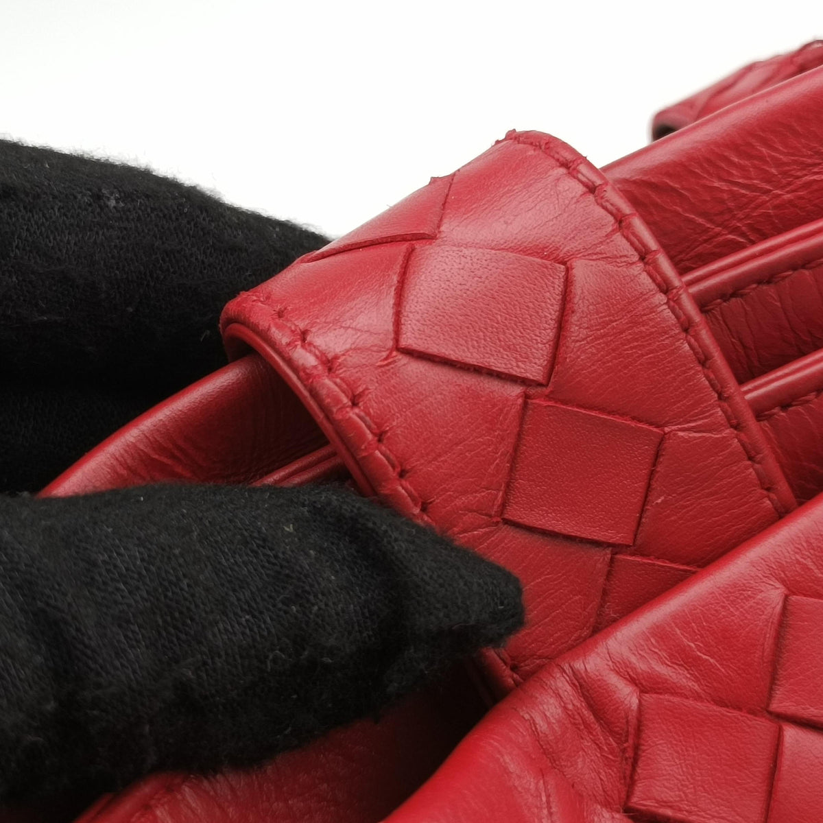 Roma Intrecciato Red lambskin B07424966Uローマ イントレチャート レッド ラムスキン B07424966U