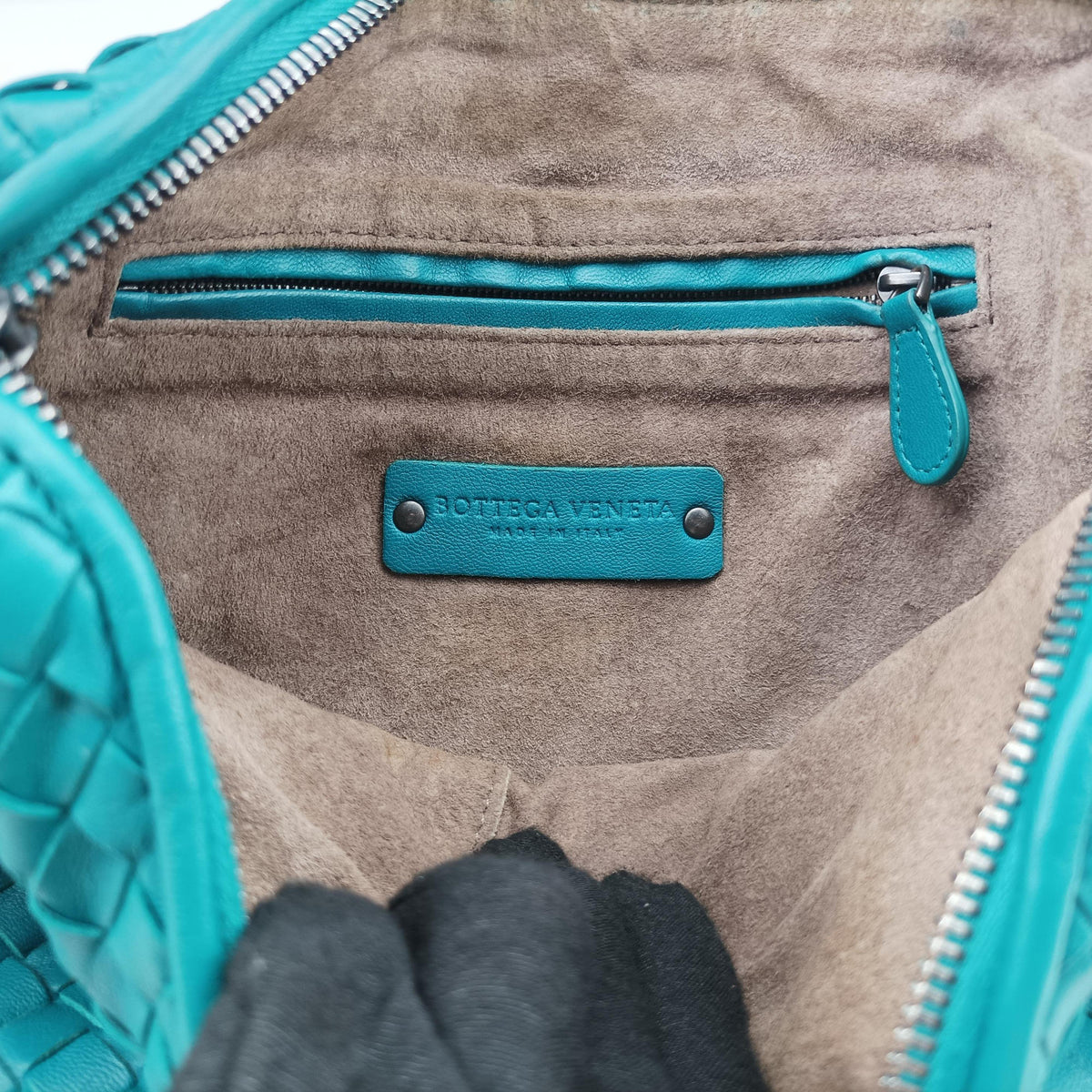 NODINI Intrecciato Green lambskin B05234791Aノディーニ イントレチャート グリーン ラムスキン B05234791A