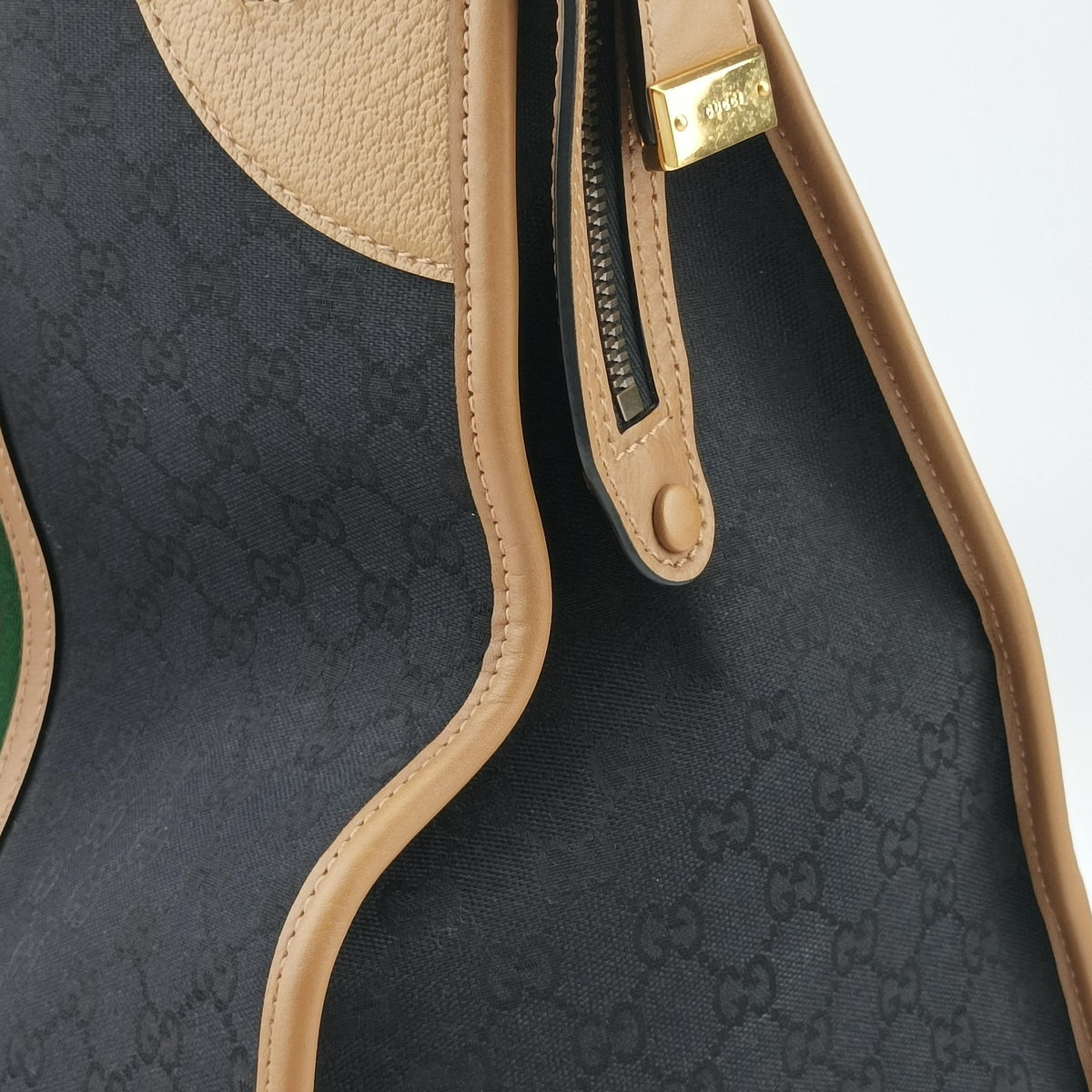 Ophidia Black×Brown canvas×leather 715773 H038963919オフィディア ブラック×ブラウン キャンバス×レザー 715773 H038963919