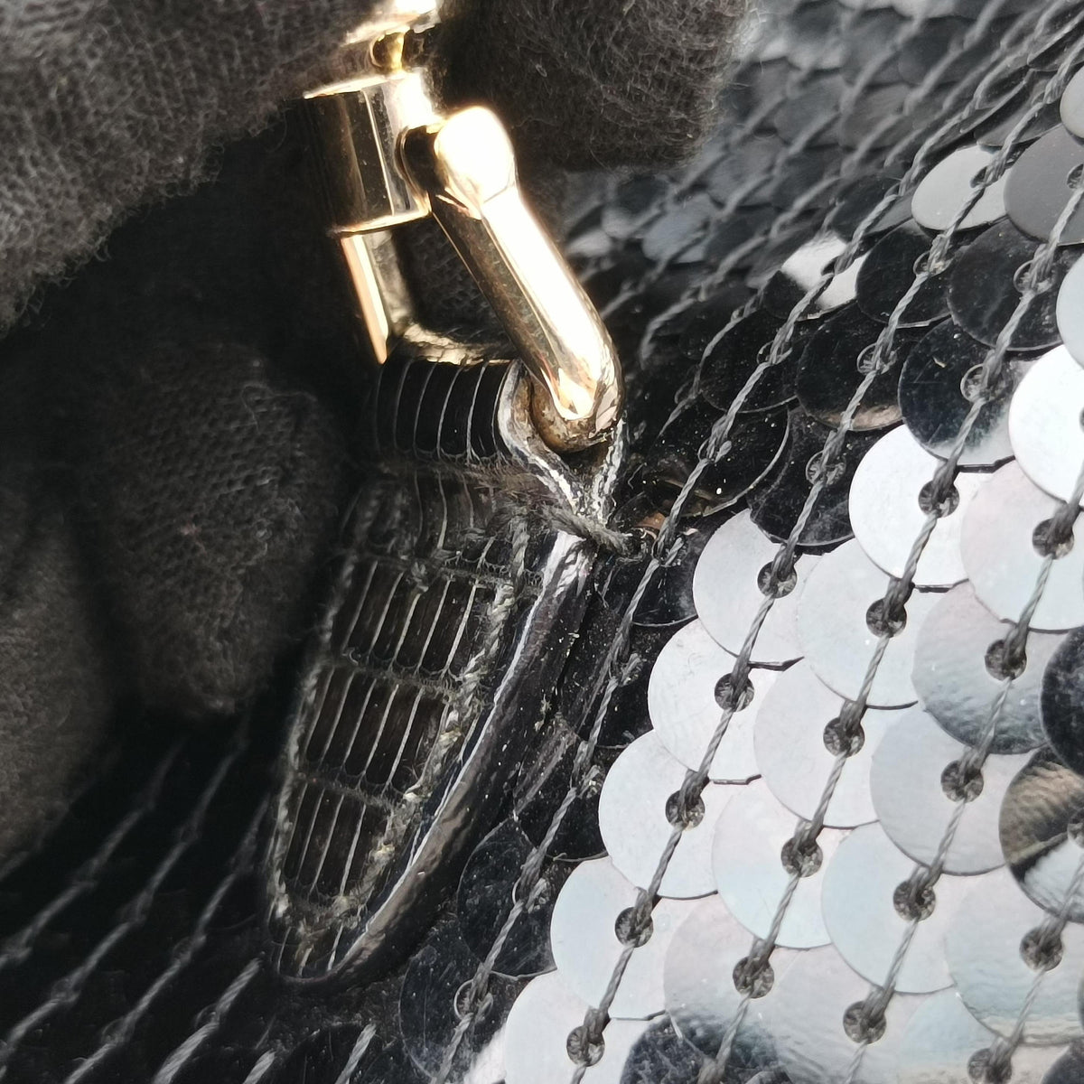 Jackie Black Sequin x Leather 147800 ジャッキー ブラック スパンコールxレザー 147800