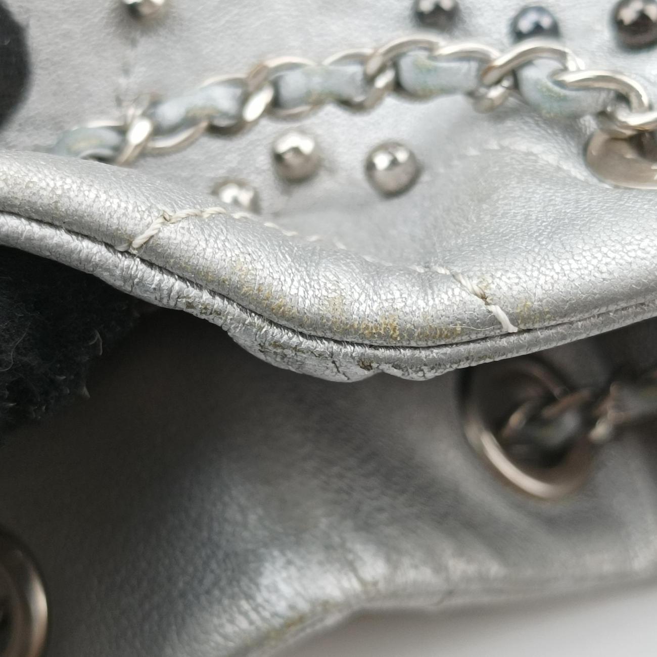 シャネル Chanel ショルダーバッグ レディース スタッドウォーズ バケット シルバー レザー A91958 24865854