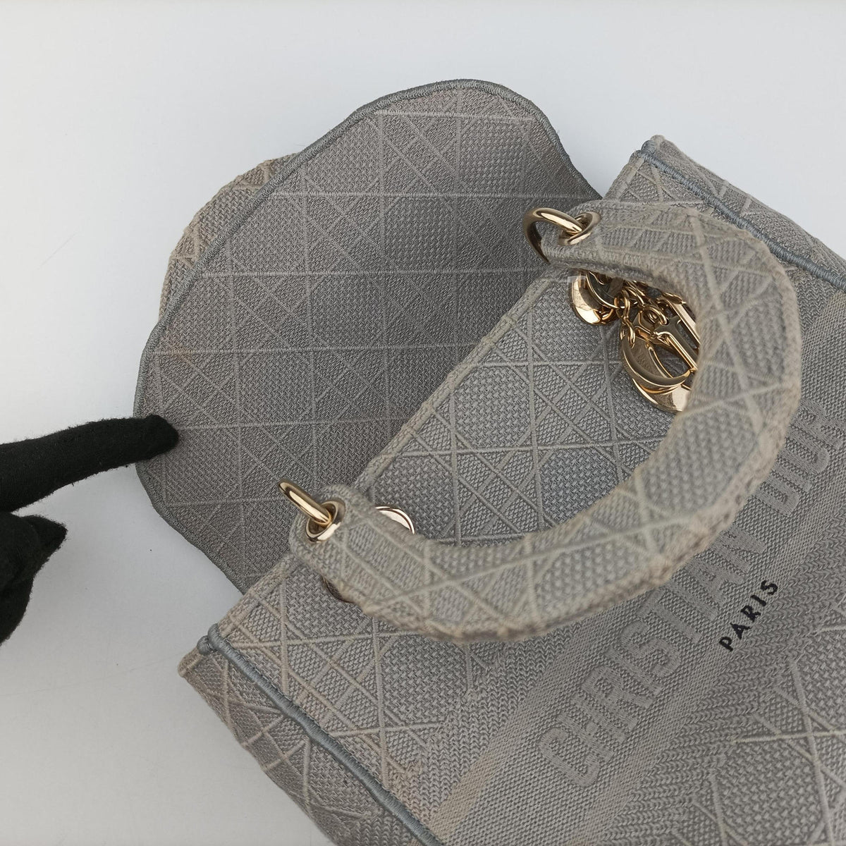 Lady Dior D-lite Grey Jacquard 50-MA-0280レディディオール D-lite グレー ジャガード 50-MA-0280