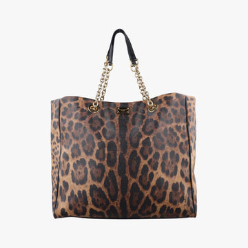 Leopard Print Tote Brown Leather レオパード プリント トート ブラウン レザー