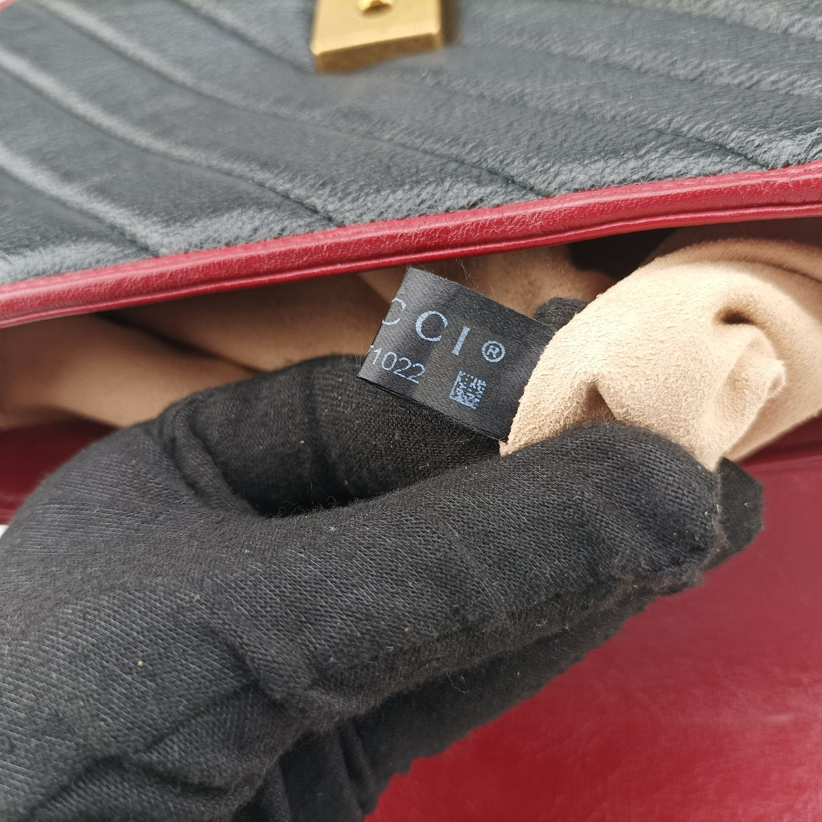 GG Marmont Black×Red Leather 583571 I028671022GGマーモント ブラック×レッド レザー 583571 I028671022