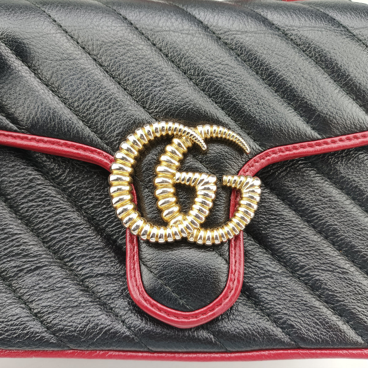 GG Marmont Black×Red Leather 583571 I028671022GGマーモント ブラック×レッド レザー 583571 I028671022