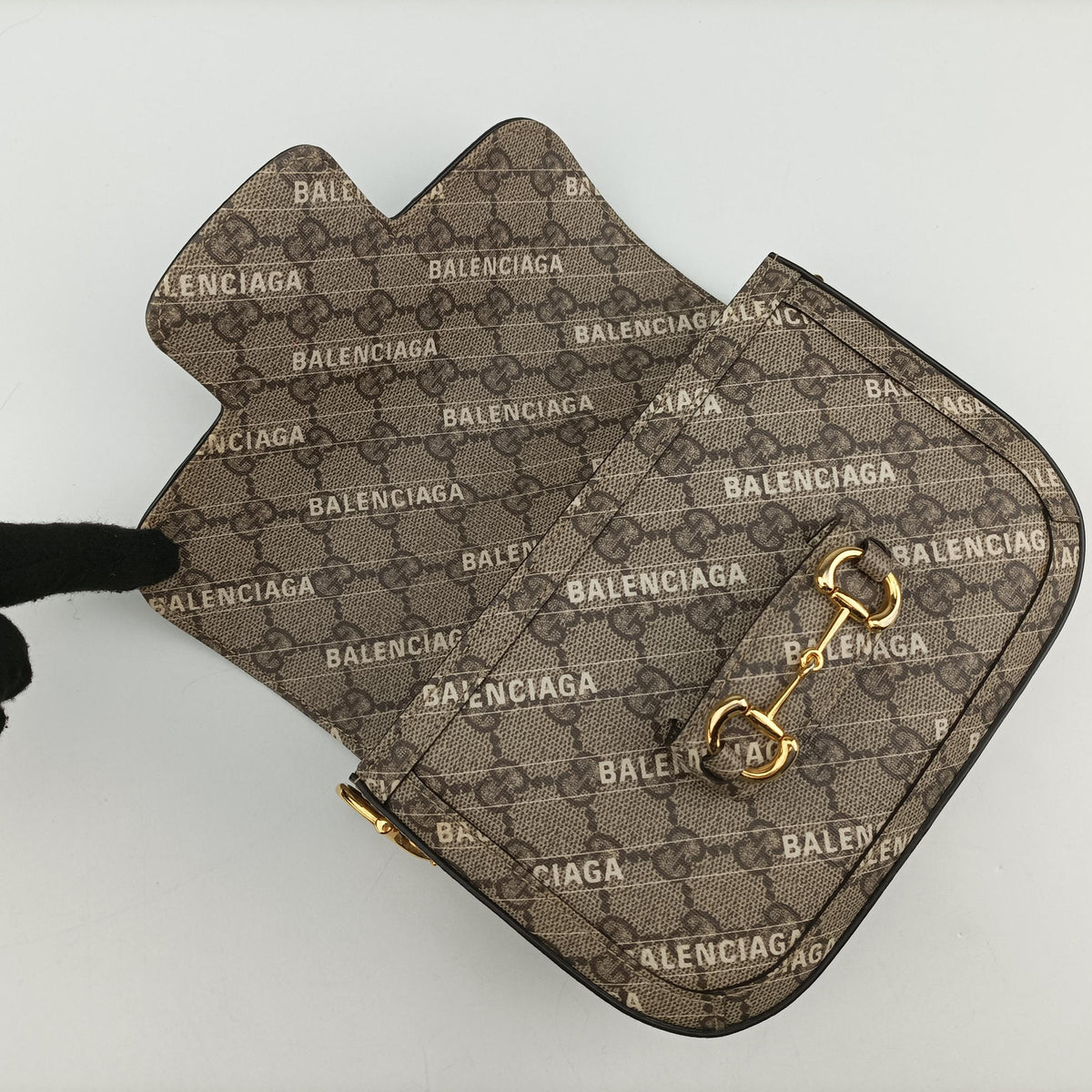 Horsebit 1955 Beige×Brown PVC coated canvas 658574 D036652258ホースビット1955 ベージュ×ブラウン PVCコーティングキャンバス 658574 D036652258