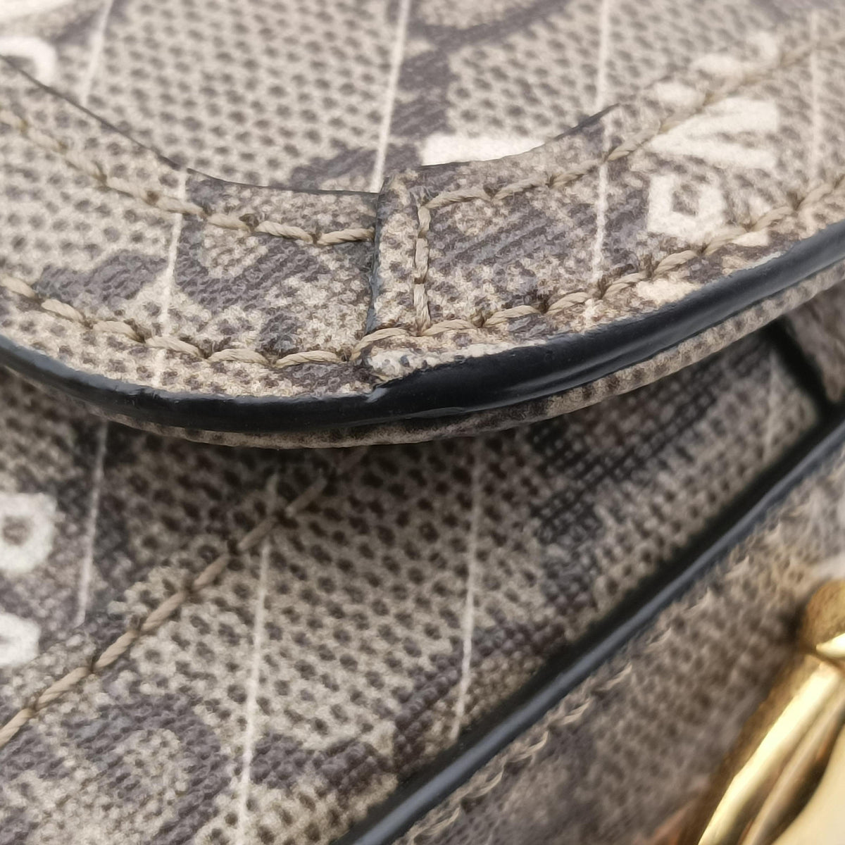 Horsebit 1955 Beige×Brown PVC coated canvas 658574 D036652258ホースビット1955 ベージュ×ブラウン PVCコーティングキャンバス 658574 D036652258