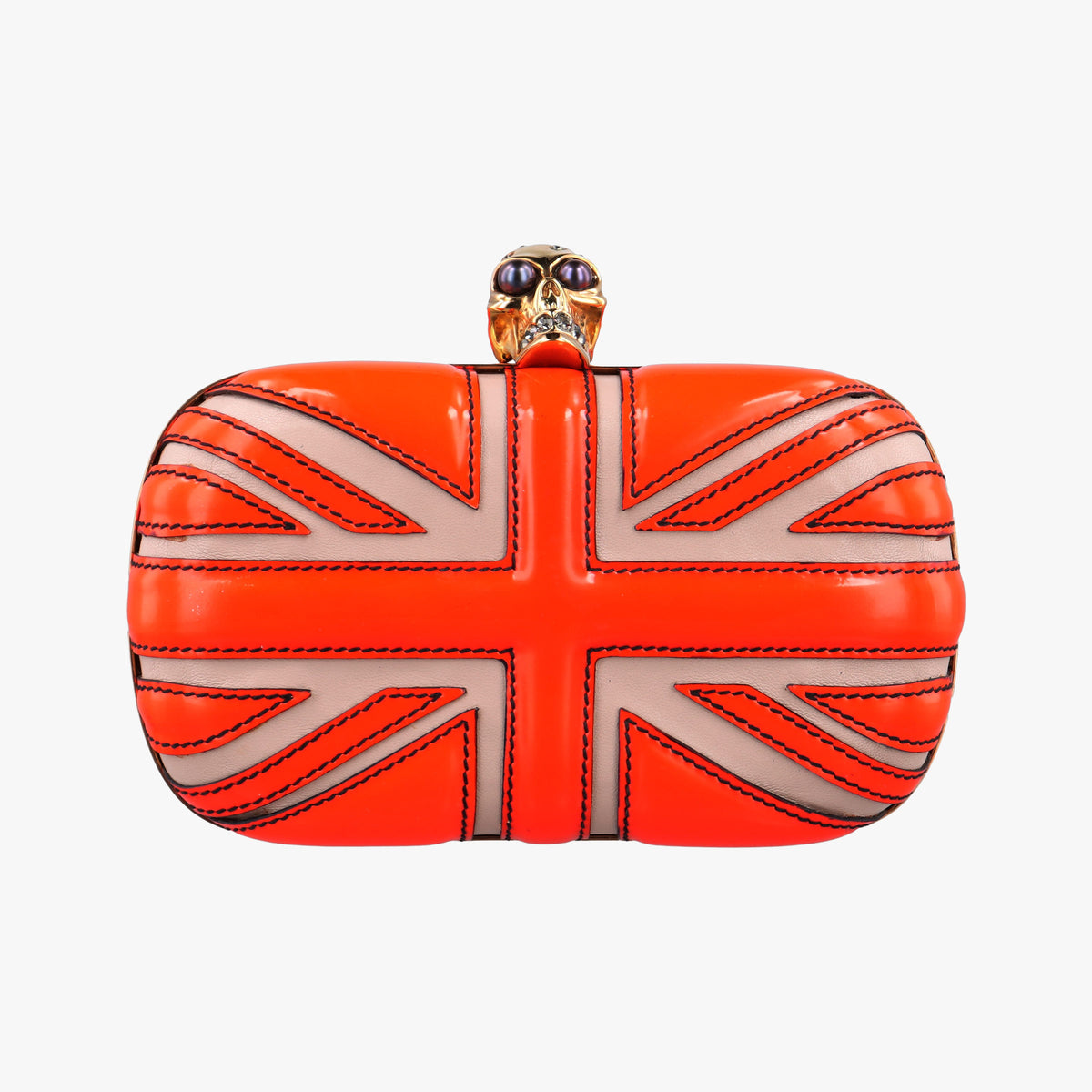 skull clutch Orange Enamel x Leather 208024 000926スカルクラッチ オレンジ エナメル x レザー 208024 000926