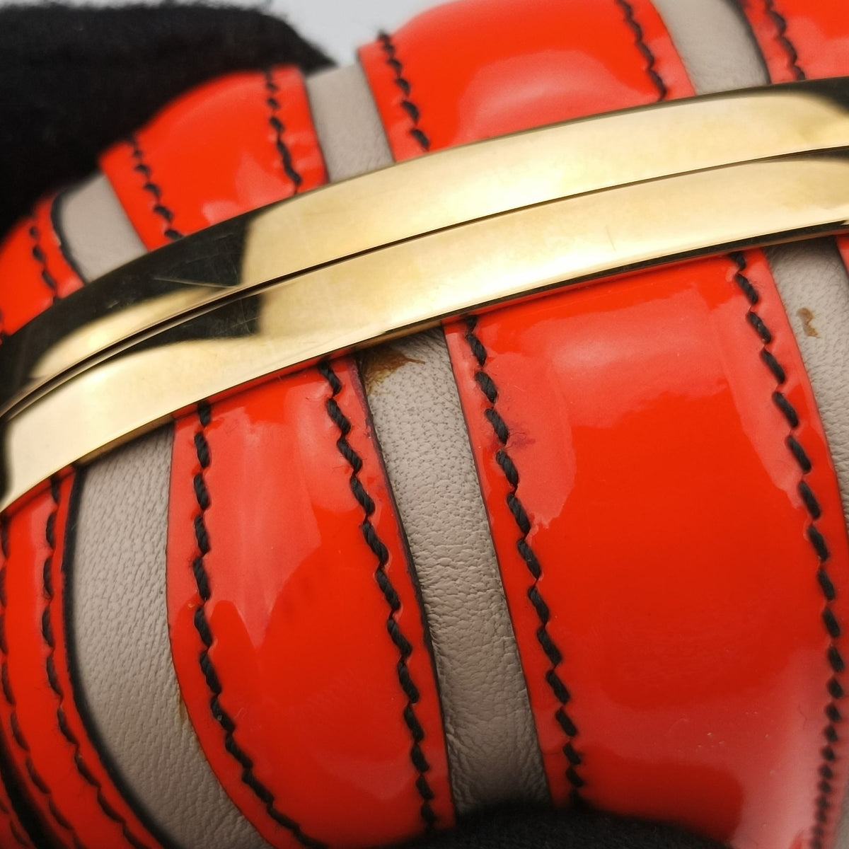 skull clutch Orange Enamel x Leather 208024 000926スカルクラッチ オレンジ エナメル x レザー 208024 000926
