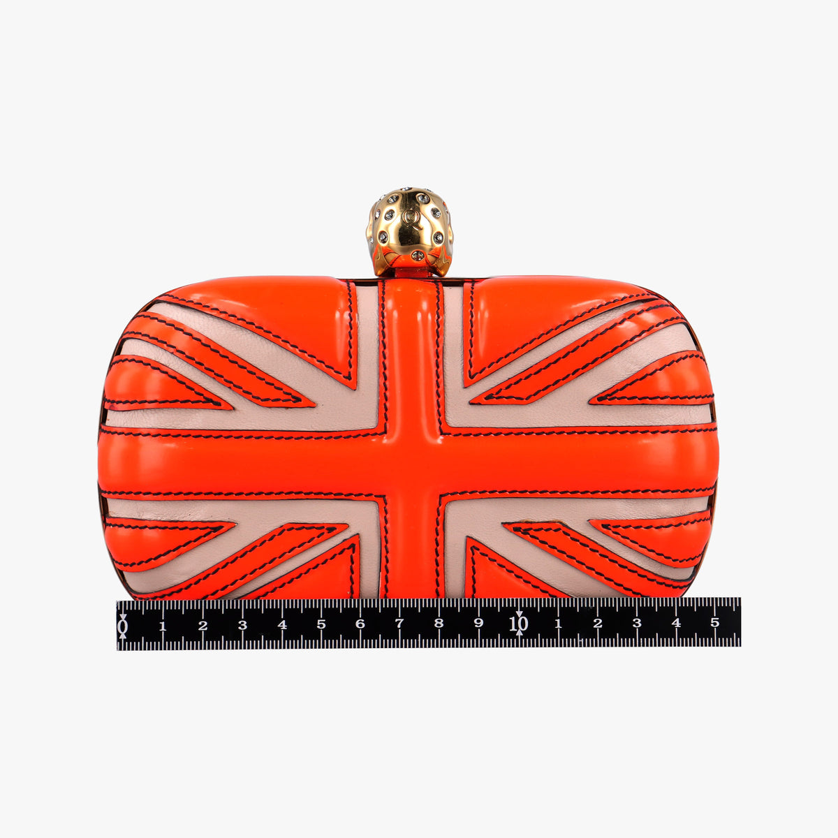 skull clutch Orange Enamel x Leather 208024 000926スカルクラッチ オレンジ エナメル x レザー 208024 000926