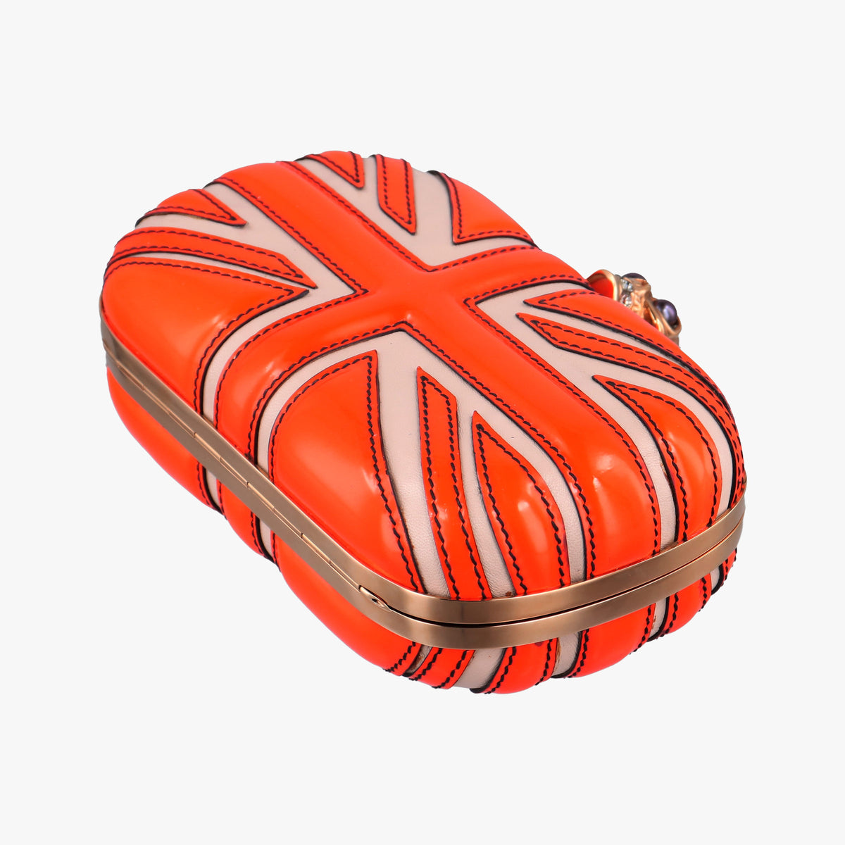 skull clutch Orange Enamel x Leather 208024 000926スカルクラッチ オレンジ エナメル x レザー 208024 000926