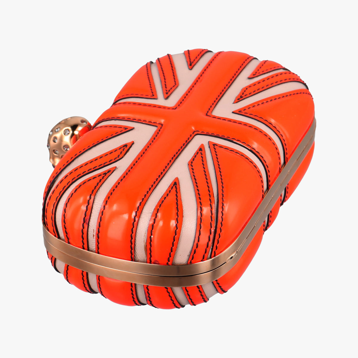 skull clutch Orange Enamel x Leather 208024 000926スカルクラッチ オレンジ エナメル x レザー 208024 000926
