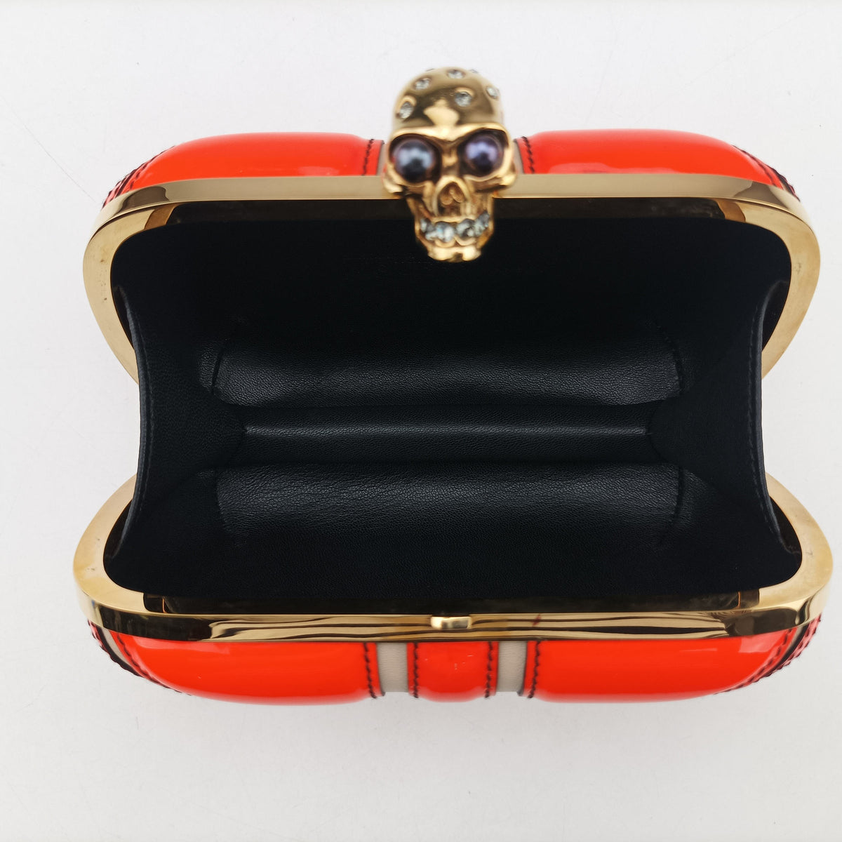 skull clutch Orange Enamel x Leather 208024 000926スカルクラッチ オレンジ エナメル x レザー 208024 000926