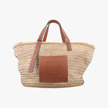 basket Beige×Brown Leather × Raffia 411852バスケット ベージュ×ブラウン レザー x ラフィア 411852