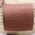 basket Beige×Brown Leather × Raffia 411852バスケット ベージュ×ブラウン レザー x ラフィア 411852