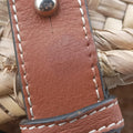 basket Beige×Brown Leather × Raffia 411852バスケット ベージュ×ブラウン レザー x ラフィア 411852