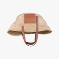 basket Beige×Brown Leather × Raffia 411852バスケット ベージュ×ブラウン レザー x ラフィア 411852