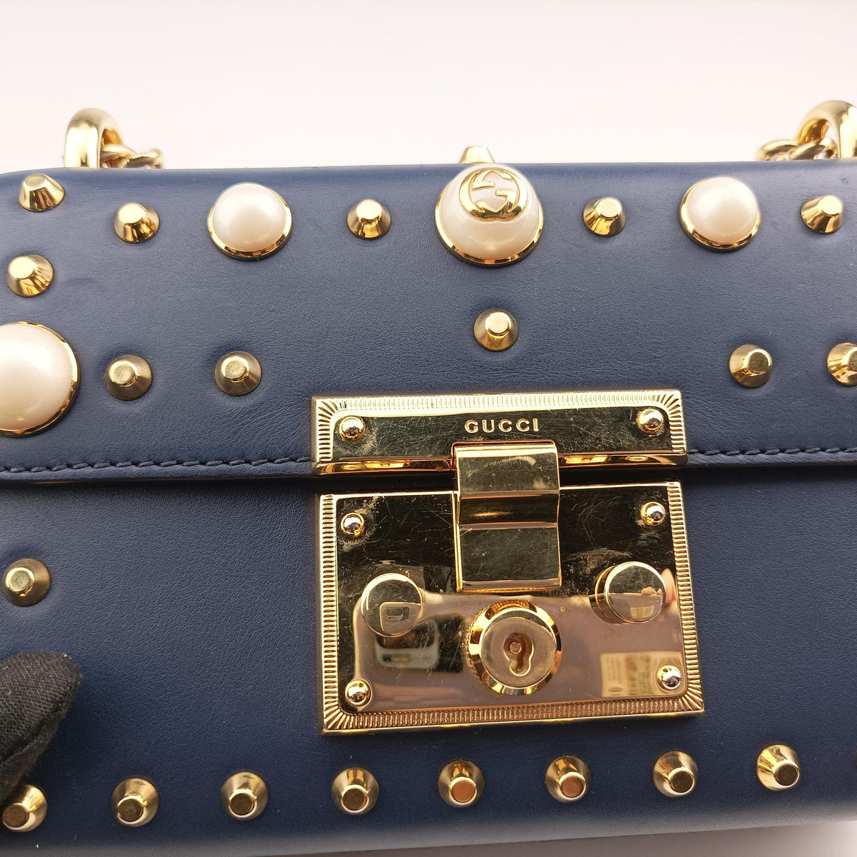 Padlock Navy Leather 432182 G021580443パドロック ネイビー レザー 432182 G021580443