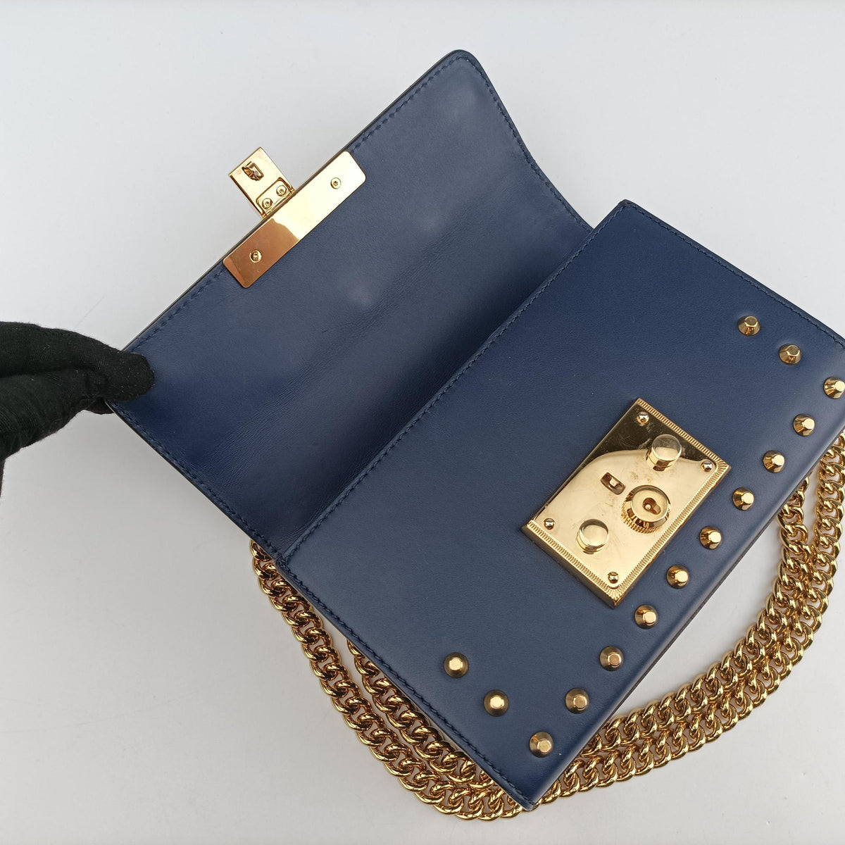 Padlock Navy Leather 432182 G021580443パドロック ネイビー レザー 432182 G021580443