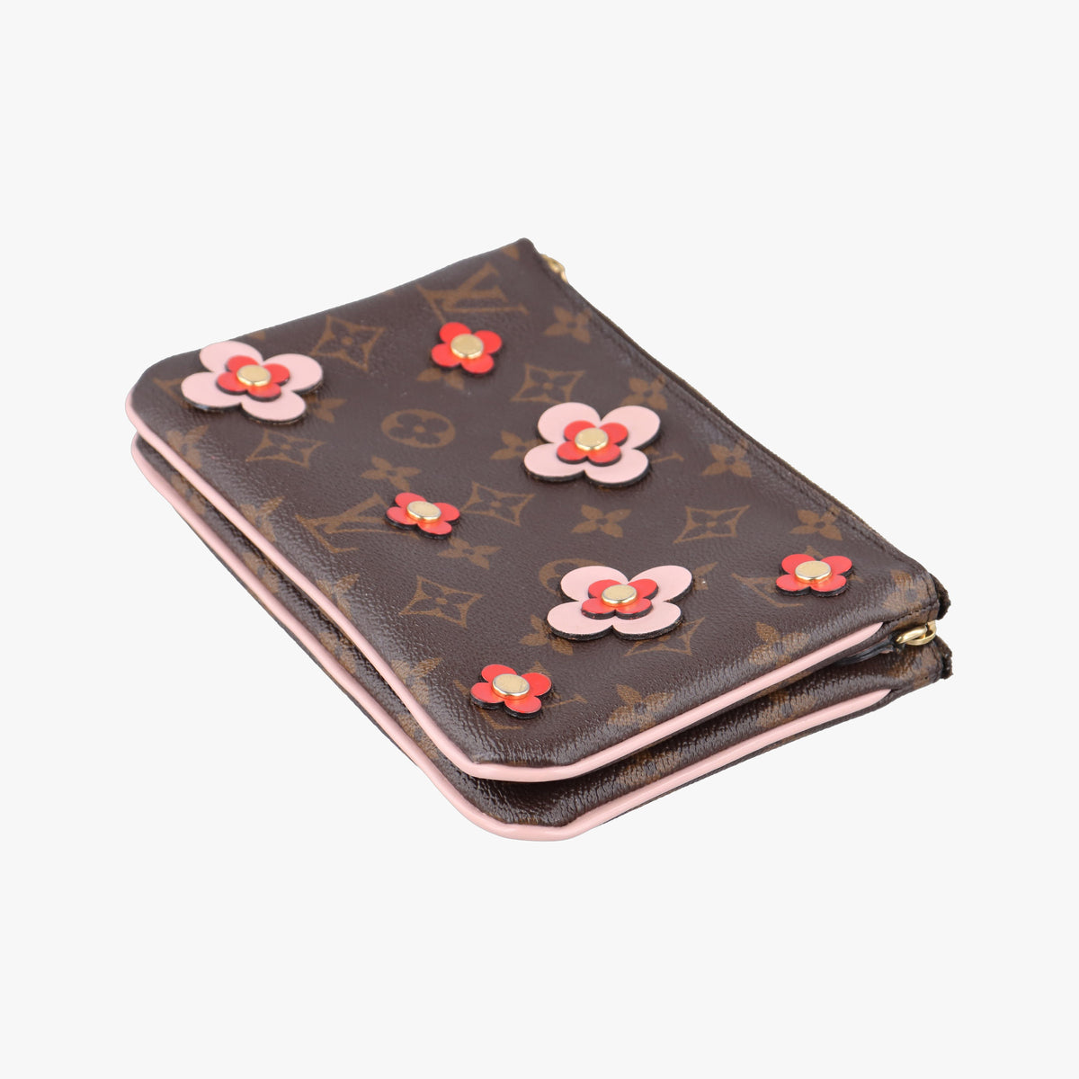 Pochette Double Zip Brown x Pink x Red Monogram canvas M63905 GI0179 IC Chipポシェットドゥーブルジップ ブラウン×ピンク×レッド モノグラム キャンバス M63905 GI0179 ICチップ