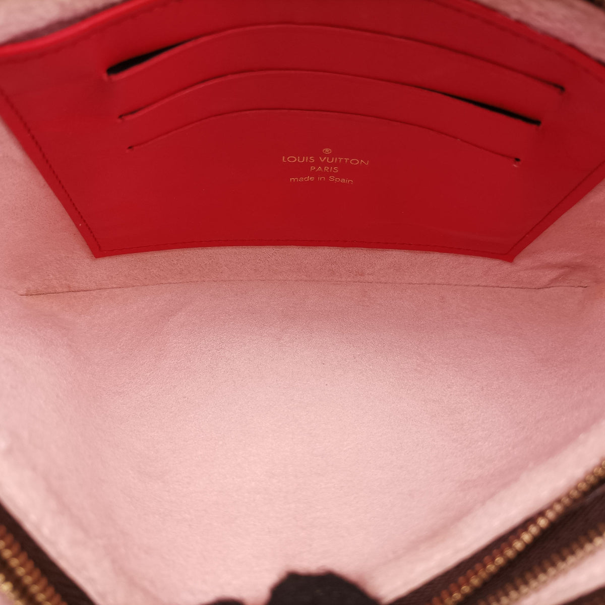 Pochette Double Zip Brown x Pink x Red Monogram canvas M63905 GI0179 IC Chipポシェットドゥーブルジップ ブラウン×ピンク×レッド モノグラム キャンバス M63905 GI0179 ICチップ