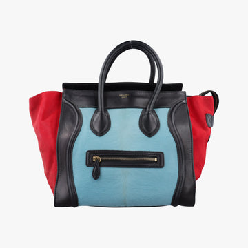Luggage Mini Shopper Black×Blue×Red Leather×Ponyhair U-GA-0123ラゲージミニショッパー ブラック×ブルー×レッド レザー×ハラコ U-GA-0123