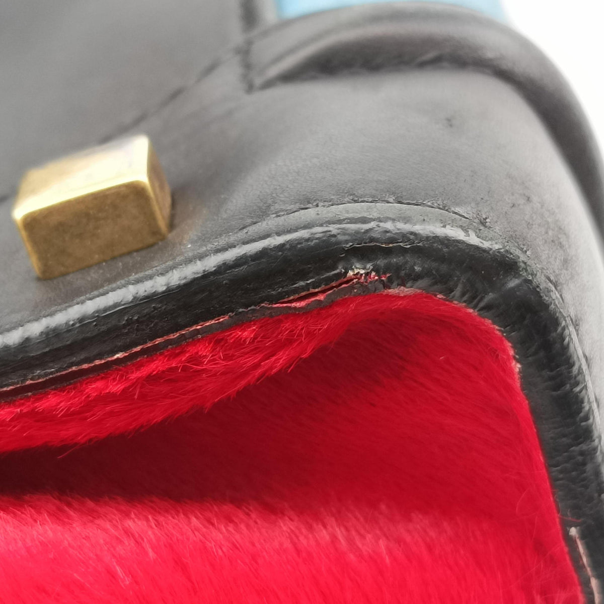 Luggage Mini Shopper Black×Blue×Red Leather×Ponyhair U-GA-0123ラゲージミニショッパー ブラック×ブルー×レッド レザー×ハラコ U-GA-0123