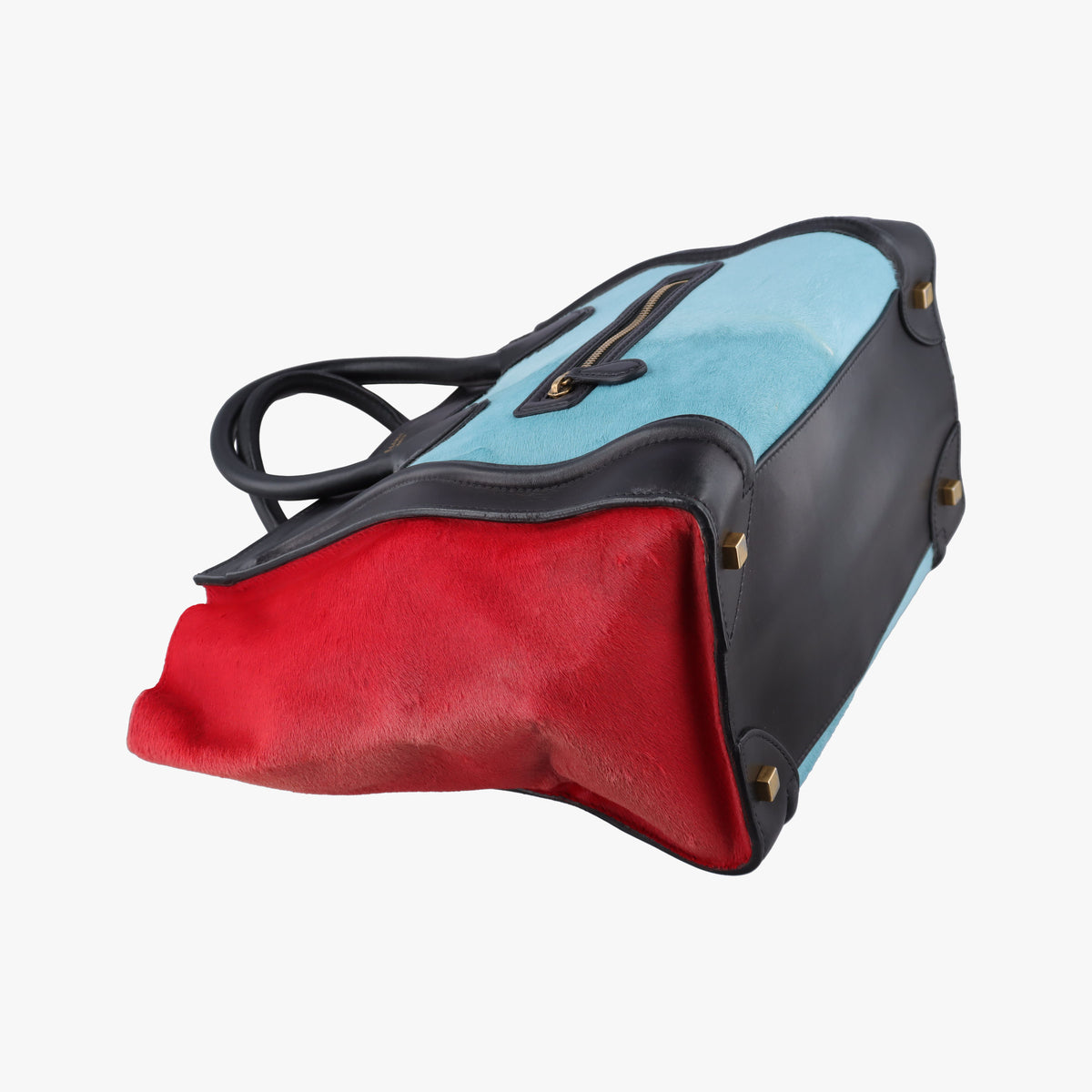 Luggage Mini Shopper Black×Blue×Red Leather×Ponyhair U-GA-0123ラゲージミニショッパー ブラック×ブルー×レッド レザー×ハラコ U-GA-0123